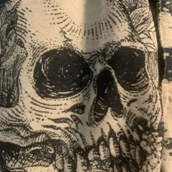 NWT Rebel Vengeance Men's Tapestry Skull Cargo Pants Skeleton Fringe Goth 28